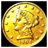 1904 Gold Quarter Eagle $2.50 LIGHTLY CIRCULATED