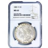 1881-S Morgan Silver Dollar NGC MS63