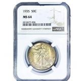 1935 Walking Liberty Half Dollar NGC MS64