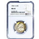 1941-S Washington Silver Quarter NGC MS65