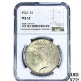 1927 Silver Peace Dollar NGC MS63