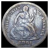 1891 Silver Dime (Seated Liberty) LIGHTLY CIRCULAT
