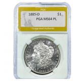 1885-O Morgan Silver Dollar PGA MS64 PL