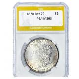 1878 REV 79 Morgan Silver Dollar PGA MS63