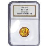 1955-D Wheat Cent NGC MS66 RD