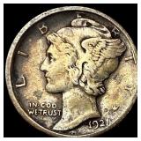 1921-S Silver Mercury Dime ABOUT UNCIRCULATED