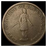 1837 Bank of Montreal One Penny Token LIGHTLY CIRC