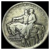 1925 Silver Stone Mountain Half Dollar LIGHTLY CIR