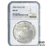 2006 Silver Eagle NGC MS69