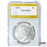 1935 Silver Peace Dollar PGA MS65