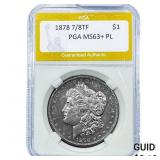 1878 7/8TF Morgan Silver Dollar PGA MS63+ PL