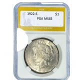 1922-S Silver Peace Dollar PGA MS65