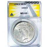 1926 Silver Peace Dollar ANACS MS63
