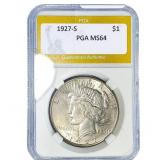 1927-S Silver Peace Dollar PGA MS64