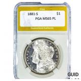 1881-S Morgan Silver Dollar PGA MS65 PL