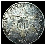 1859 Silver Three-Cent Piece NEARLY UNCIRCULATED