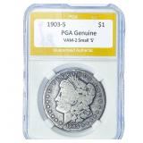 1903-S Morgan Silver Dollar PGA Genuine VAM-2 Sm S