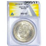 1947-Mo 5P Mexico ANACS MS63