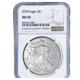 2018 Silver Eagle NGC MS69
