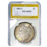 1881-S Morgan Silver Dollar PGA MS64