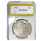 1927 Silver Peace Dollar PGA MS64+