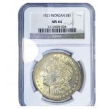 1921 Morgan Silver Dollar NGC M64