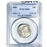 1944 Washington Silver Quarter PCGS MS65