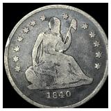 1840-O Silver Seated Liberty Quarter LIGHTLY CIRCU
