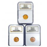 [3 Coins] 1944-D,S Wheat Cent NGC MS66 RD