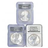 [3 Coins] 2006-W,P Silver Eagle ICG,NGC PR,RP,PF70