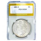 1881-S Morgan Silver Dollar PGA MS64