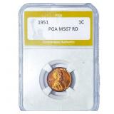 1951 Wheat Cent PGA MS67 RD