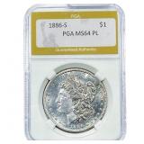 1886-S Morgan Silver Dollar PGA MS64 PL