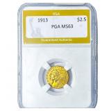 1913 $2.50 Gold Quarter Eagle PGA MS63