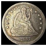 1877-CC Silver Seated Liberty Quarter LIGHTLY CIRC