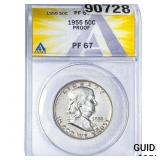1955 Franklin Half Dollar ANACS PF67