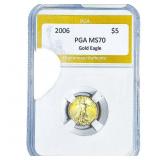 2006 1/10oz $5 Gold Eagle PGA MS70