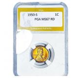 1950-S Wheat Cent PGA MS67 RD