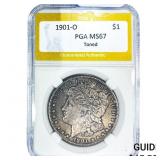 1901-O Morgan Silver Dollar PGA MS67 Toned
