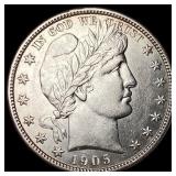 1905-S Silver Barber Half Dollar CLOSELY UNCIRCULA