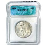 1936 Walking Liberty Half Dollar ICG MS64