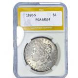 1890-S Morgan Silver Dollar PGA MS64