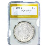 1881-S Morgan Silver Dollar PGA MS65