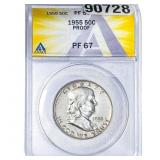 1955 Franklin Half Dollar ANACS PF67