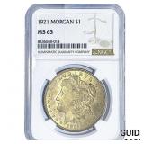 1921 Morgan Silver Dollar NGC MS63