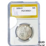 1858-O Seated Liberty Half Dollar PGA MS62+