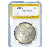 1881-S Morgan Silver Dollar PGA MS66