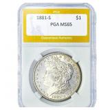 1881-S Morgan Silver Dollar PGA MS65