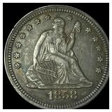 1858 Seated Liberty Quarter CLOSELY UNCIRCULATED