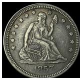 1857 Seated Liberty Silver Quarter NEARLY UNCIRCUL